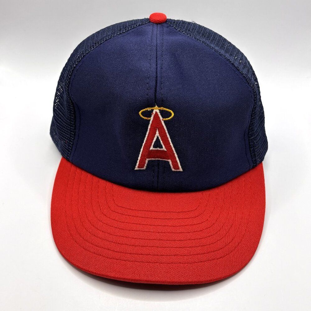 Vtg 90s Anaheim California Angels Logo MLB Snapback Meshback Hat Cap UI Inc.